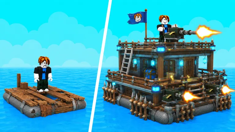 Build and Defend Your Raft on Roblox
